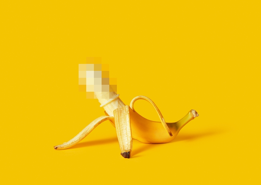 Censored banana. Sex concept
