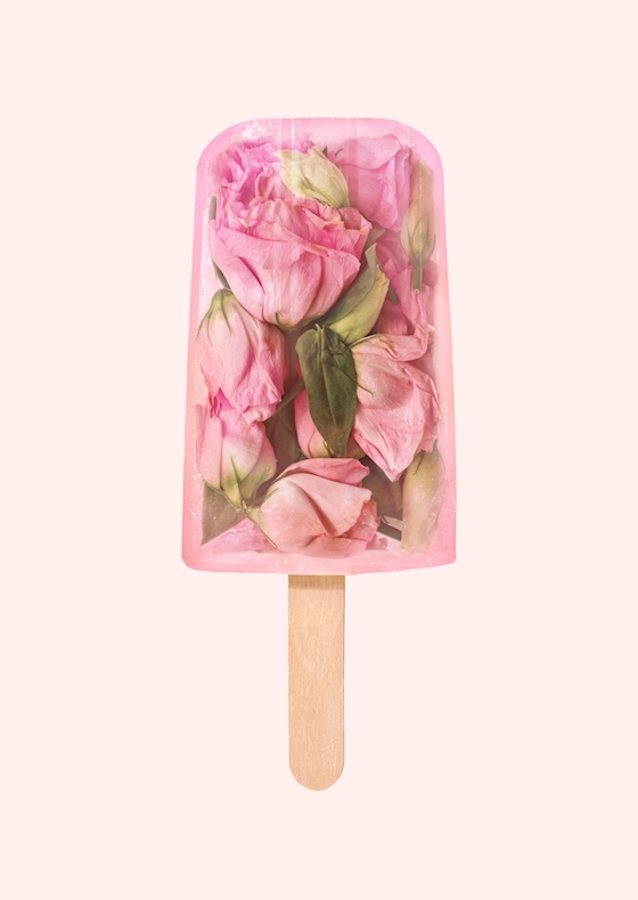 Blumen-Eis am Stiel