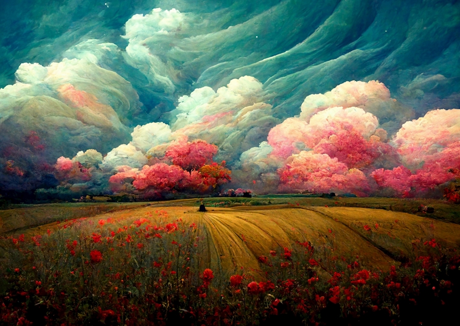 Krajina v růžové barvě