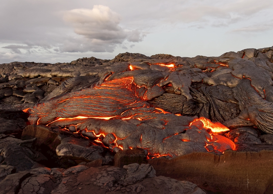 Lava comes from a fissure