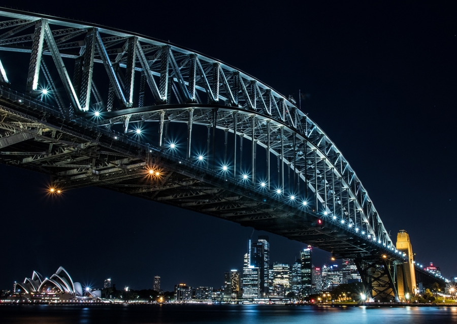 Sydney Harbour Bridge om natten