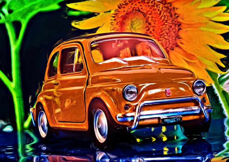 Surrealistické: Fiat 500