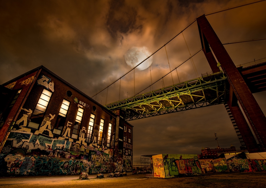 Bridge in moonlight
