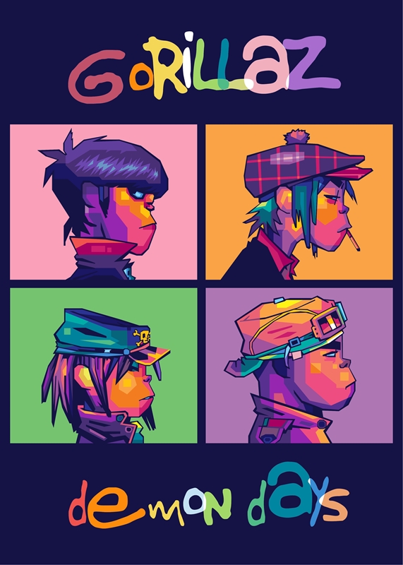 Golliraz Demon Daysポスター 額付きポスター】gorillaz ゴリラズ demon days⑩(新品)の通販