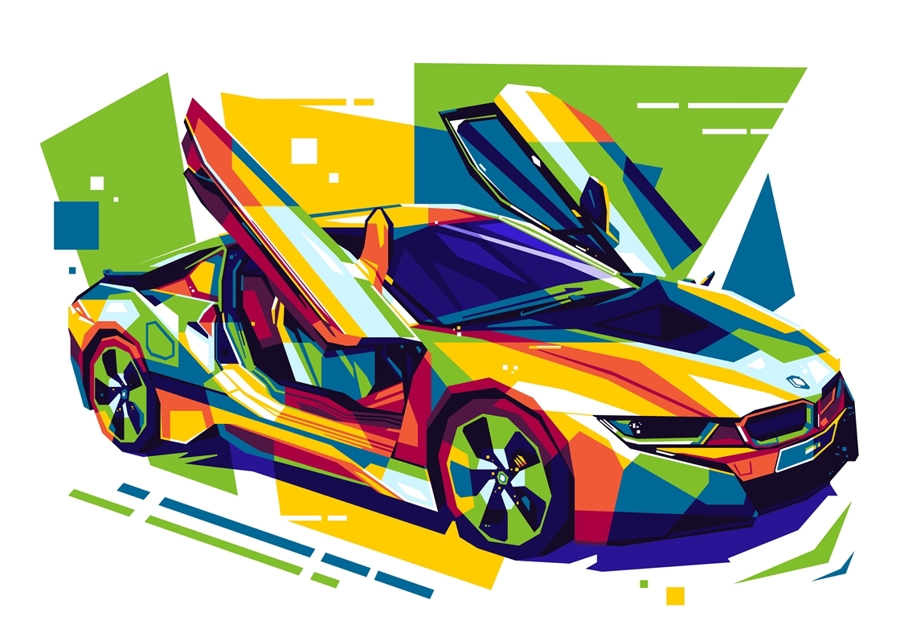 BMW i8 Sport Car Pop Art