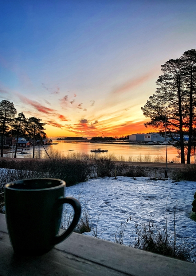 Ranní káva v lednu