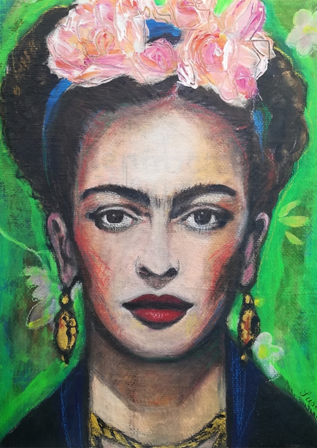 Frida Kahlo mit Blumen
