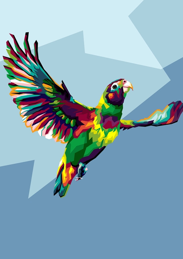 Bird Flaying sky in wpap art