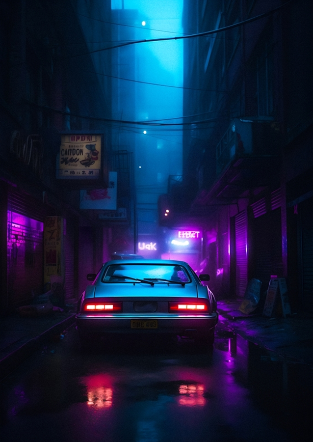 Coche clásico en callejón