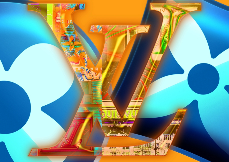 LV Orange on Blue