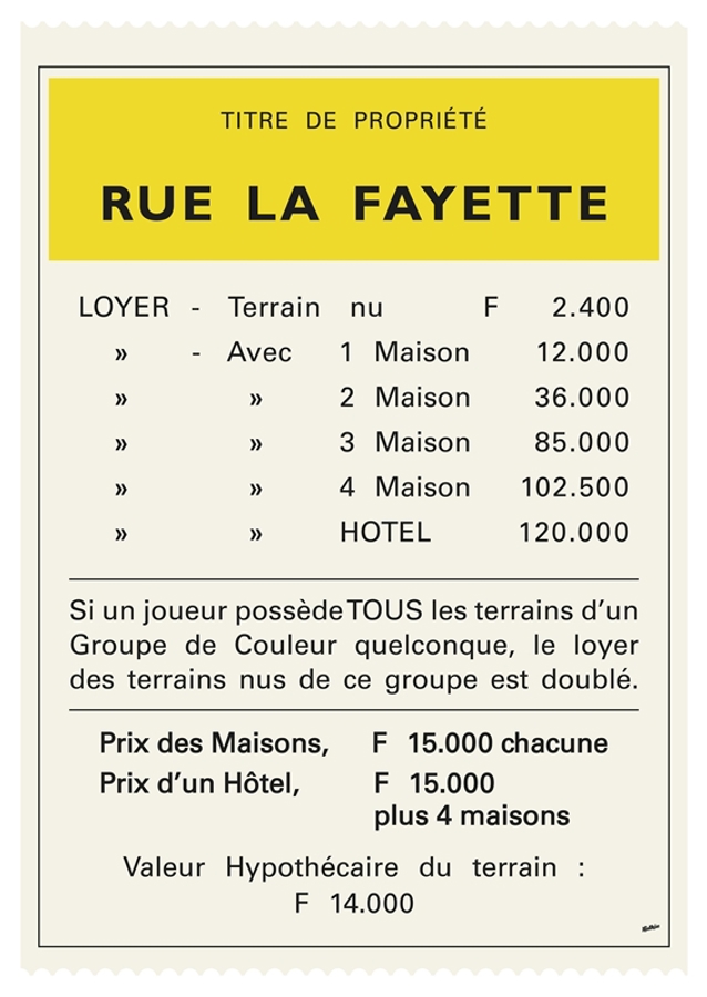 Monopoly Rue La Fayette