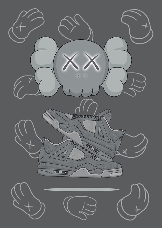 jordan retro 4 x kaws posters & prints by Hypesign - Printler