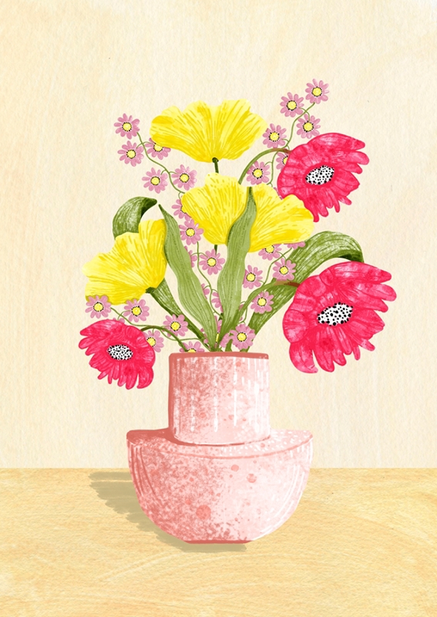 Floral Bouquet In Pink Vase 