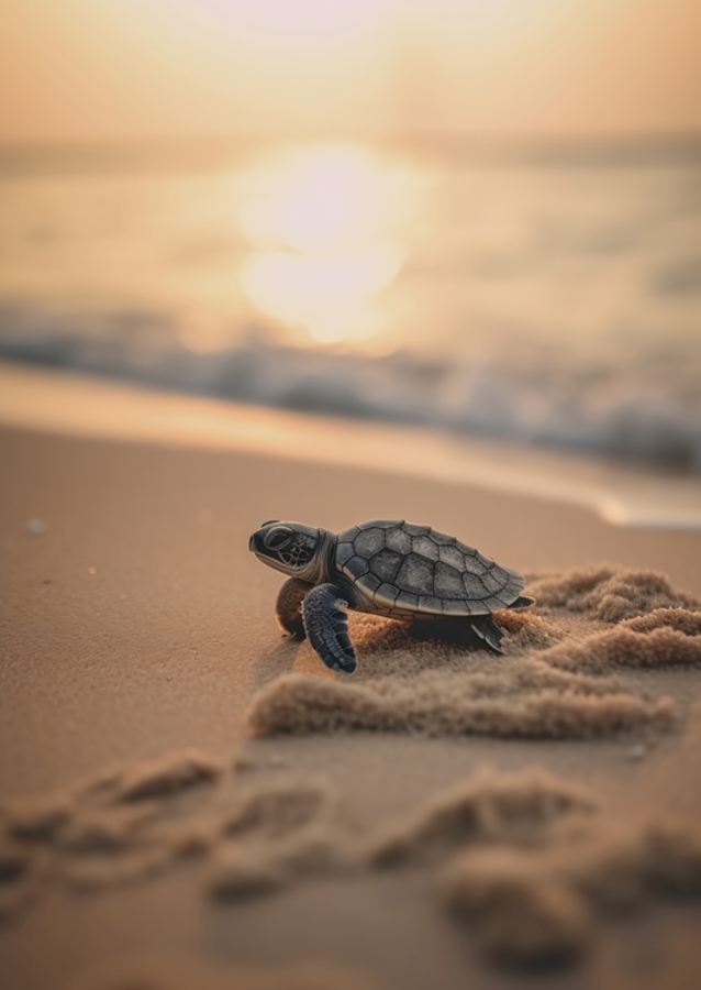 Baby skilpadde på stranden