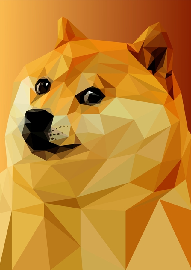 Meme di Doge nella pop art lowpoly