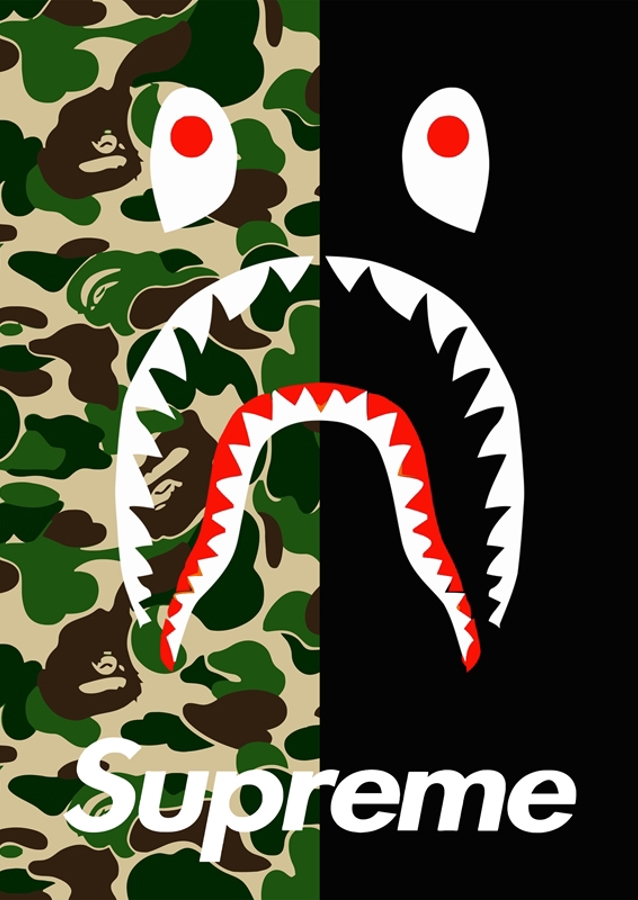 camo bape x sup