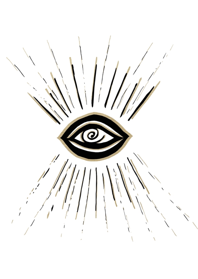 Evil Eye Gold on White 1
