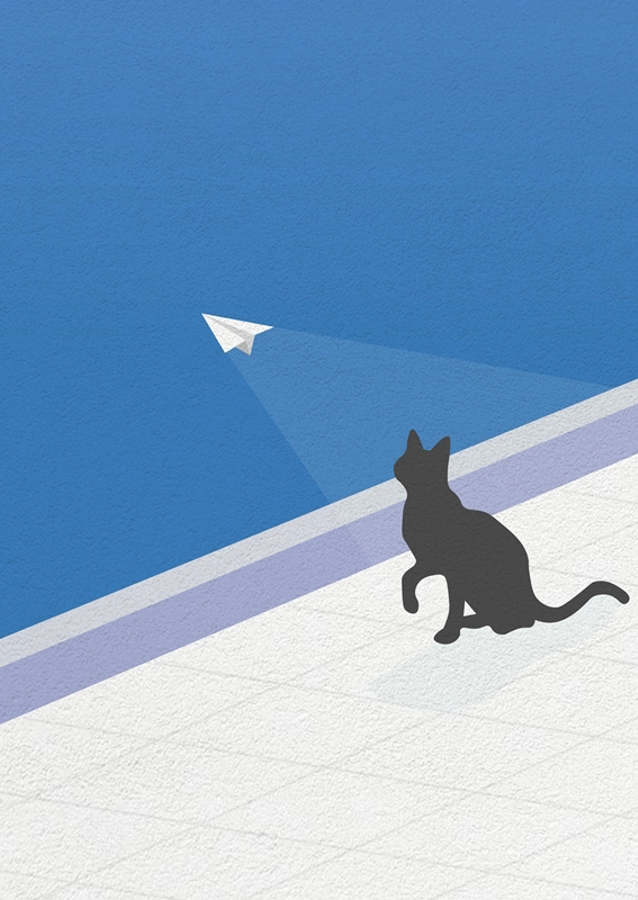 Cat Chasing a Paper Airplane