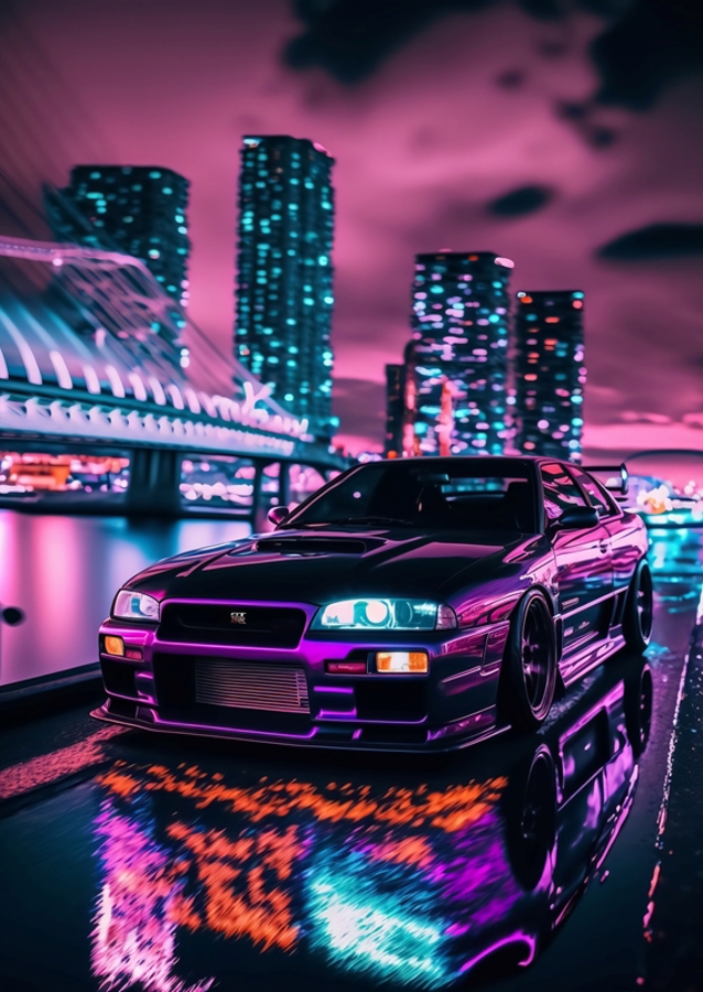R34 Neon Night Tokyo Drift