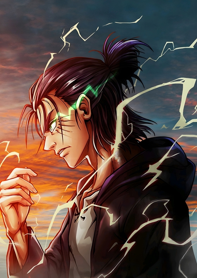 Eren Yeager útočí na Titána 