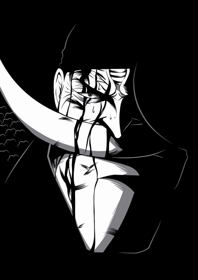 Anime jeden kus bílé vousy