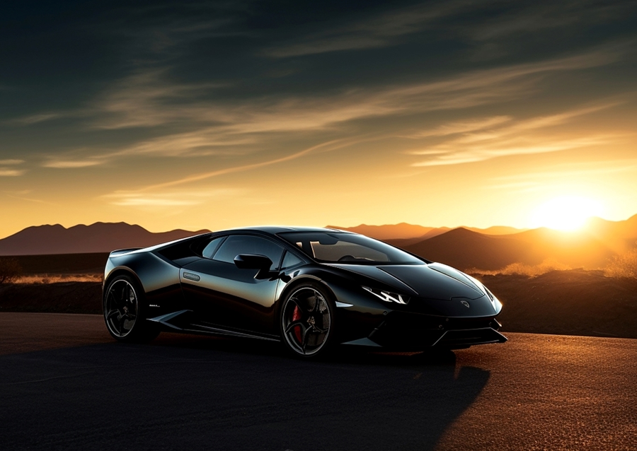 Lamborghini sportcar in sunset