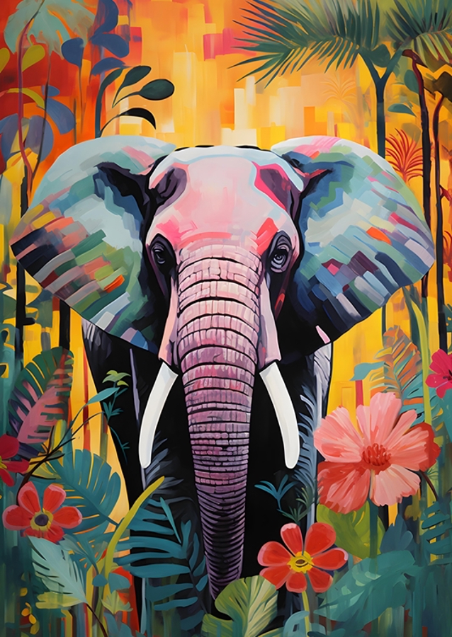 Éléphant dans la jungle - Pop Art