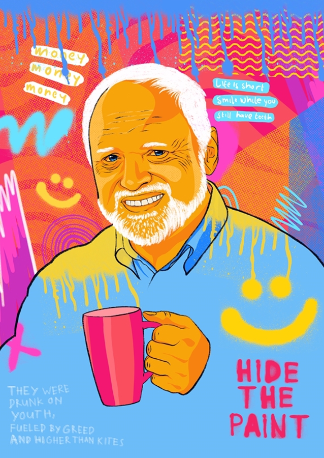 Hide The pain Harold Meme Art 
