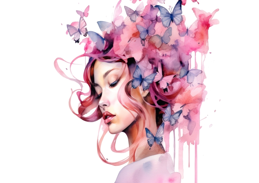 Kvinde med sommerfugle 
