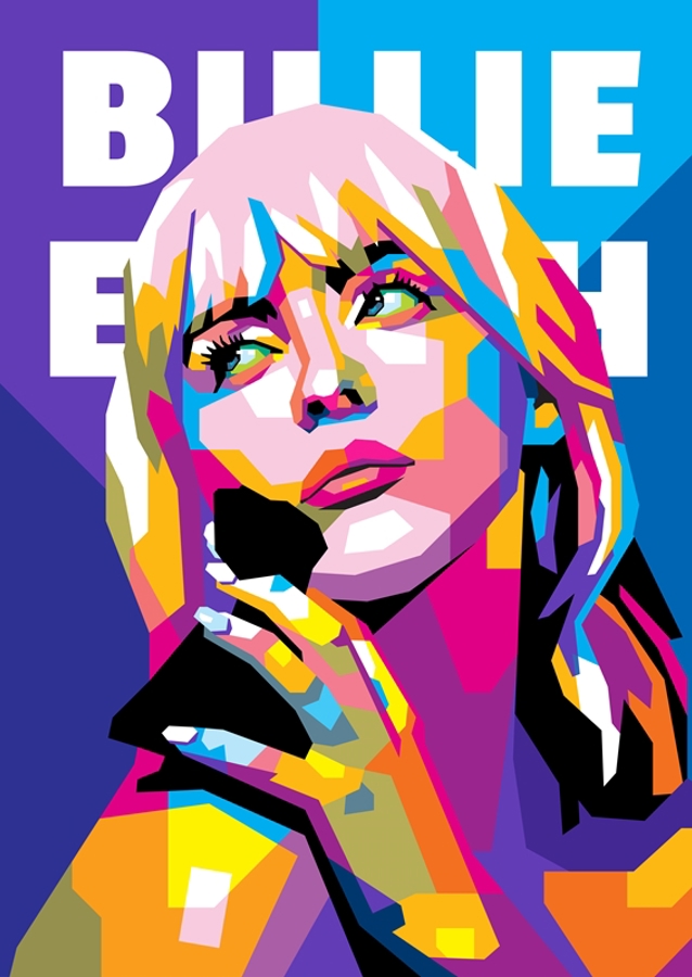 Billie Eilish im WPAP-Stil