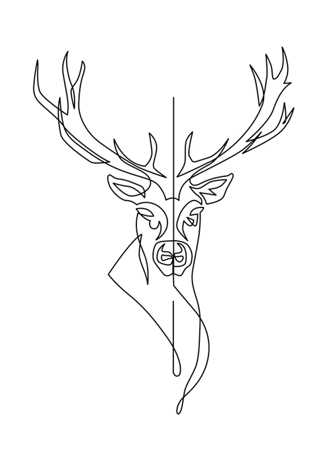 Deer Head one line art