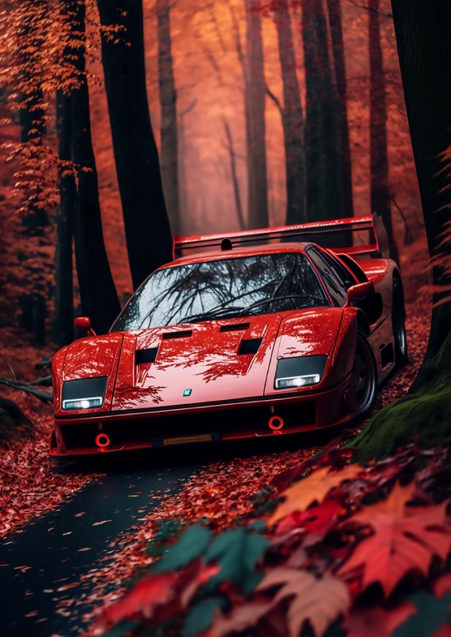 Czerwone Ferrari F40 Retro Auto 