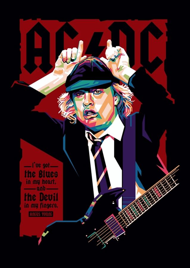 Potret WPAP Angus Young