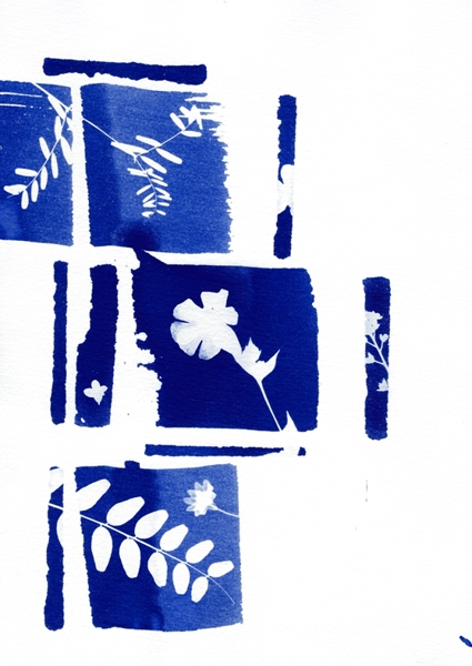 Poster: Blue And White Leaf Blocks - Lies Praet