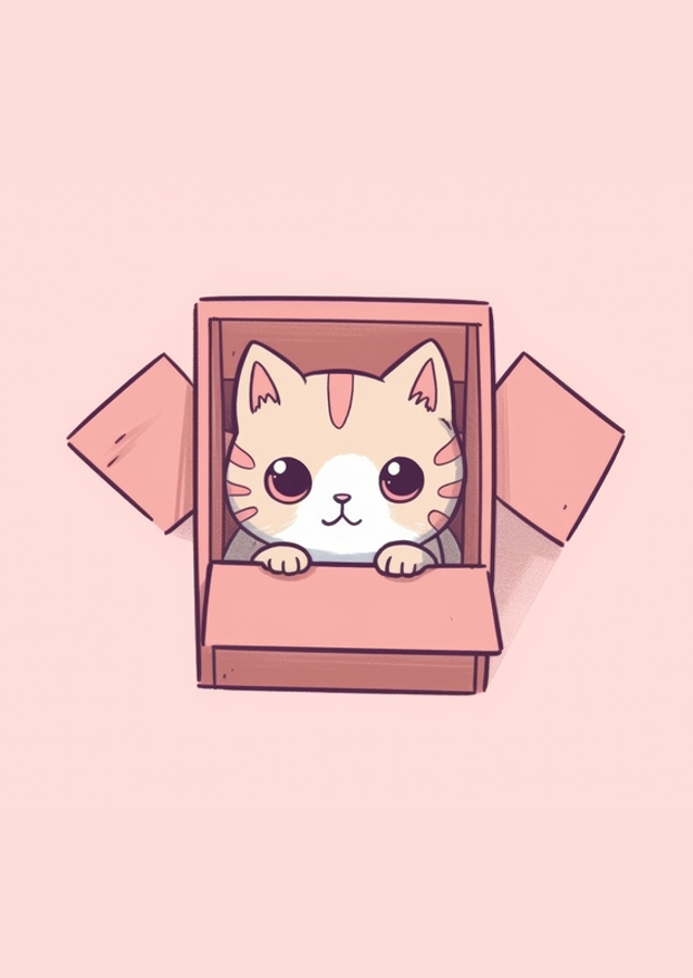 Rolig katt i kartong