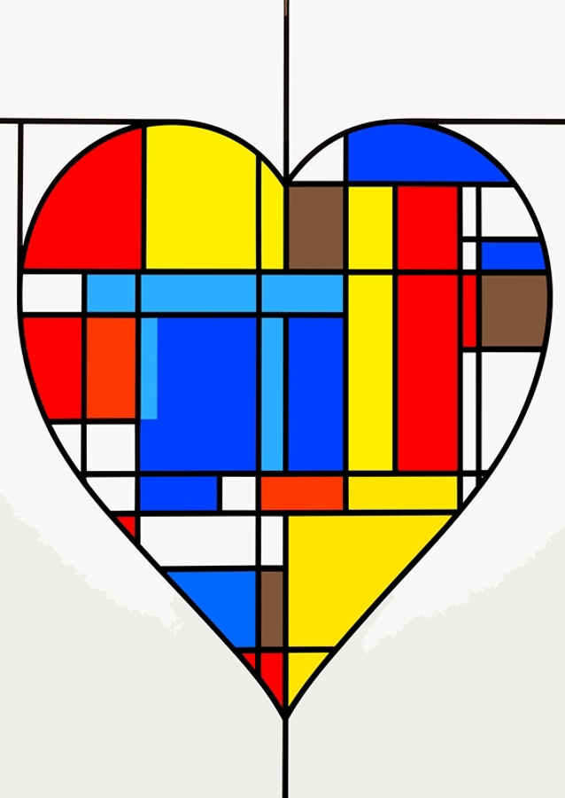 Mondriaan kleurrijk hart