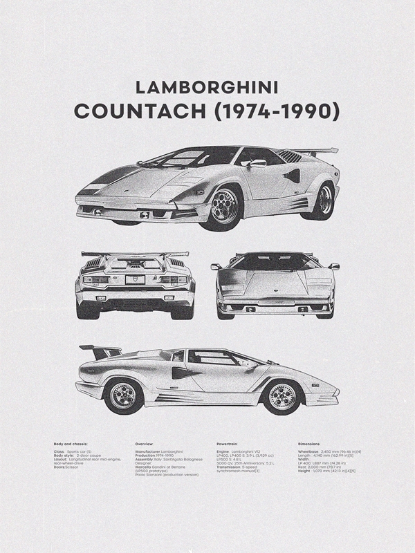 LAMBORGHINI COUNTACH POSTER posters & prints by Morten