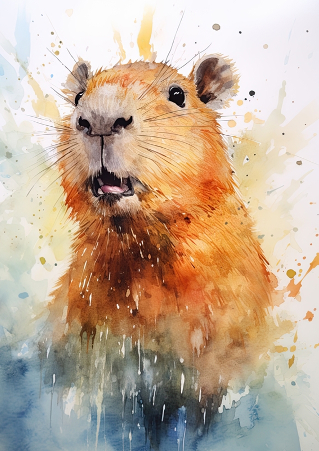 Capybara akvarell