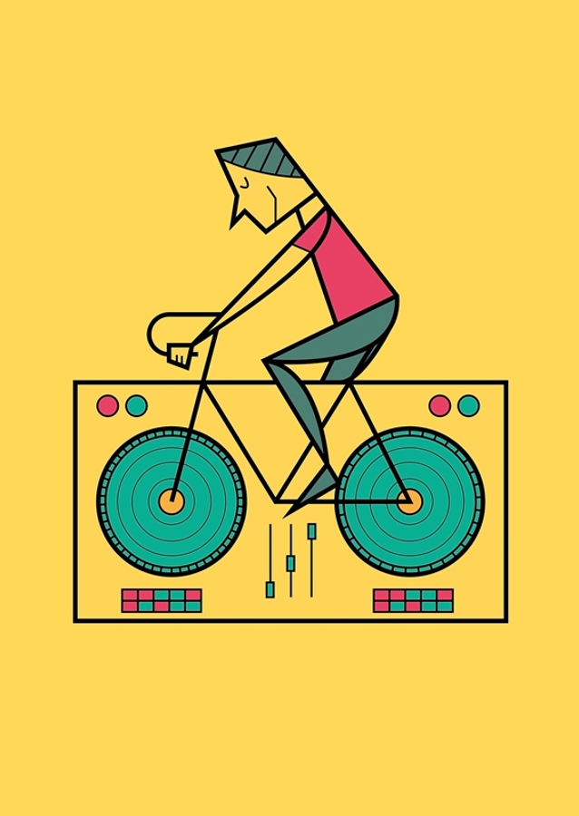 fiets techno line art