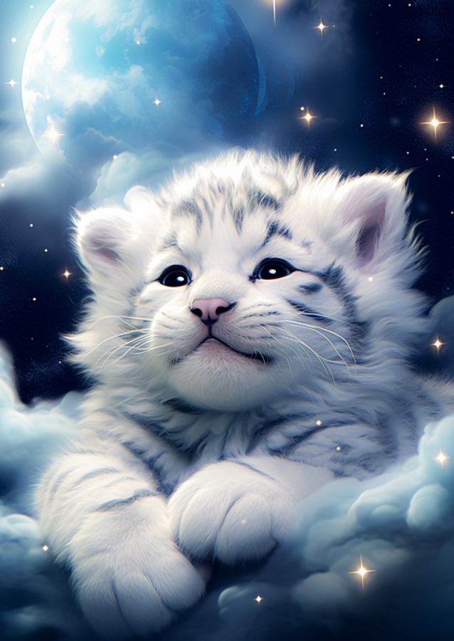 Cucciolo di tigre bianca assonnata No2