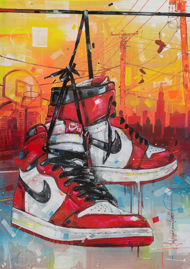 Air Jordan 1 Chicago painting.