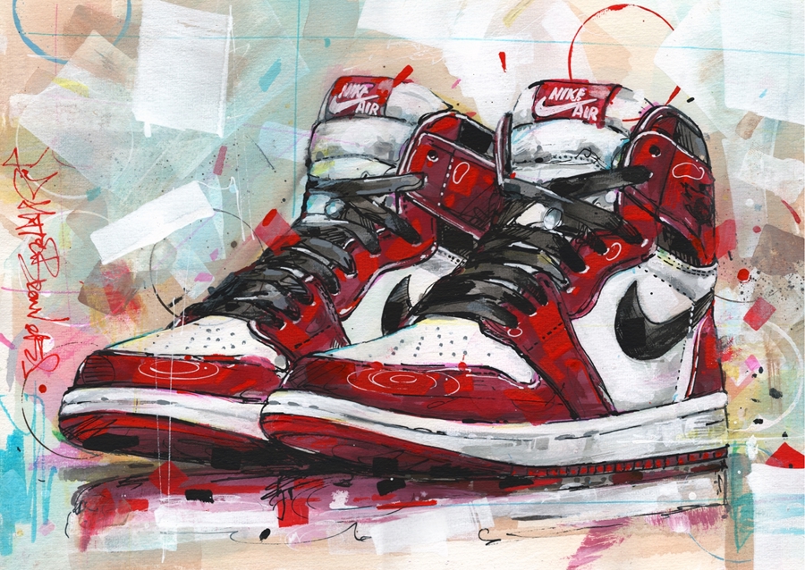 Air jordan 1 Chicago painting