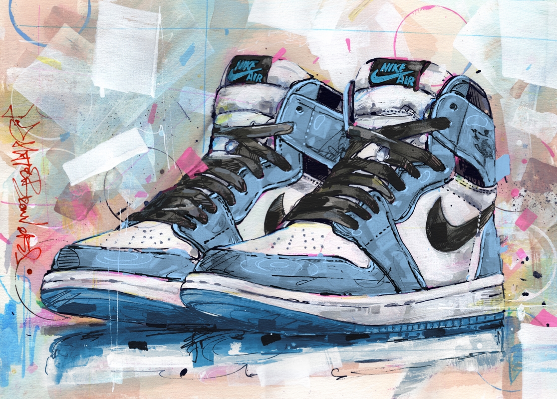 J-AIR ERJ ポスター Niebieski obraz Air jordan 1 Uni plakaty & art prints