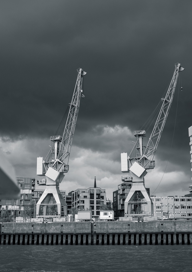 Jeřáby v přístavu Hamburk