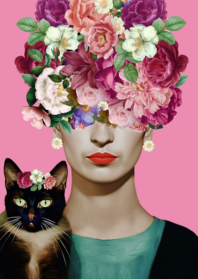 Portrét Frida miluje mačky 