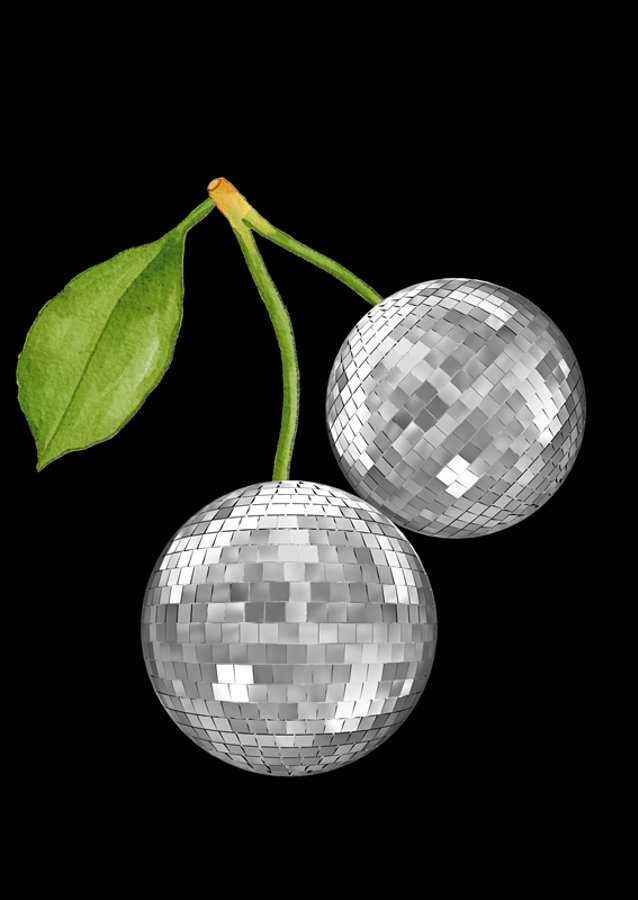 Kirsche Discokugel Schwarz