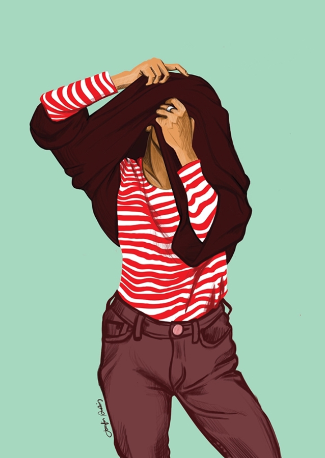 Girl with a striped sweater