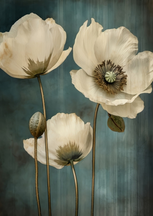 Beige Blue Green Delicate Art