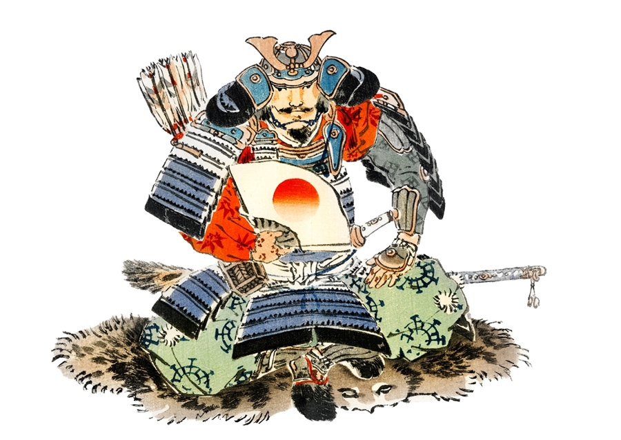 Kresba japonského samuraje