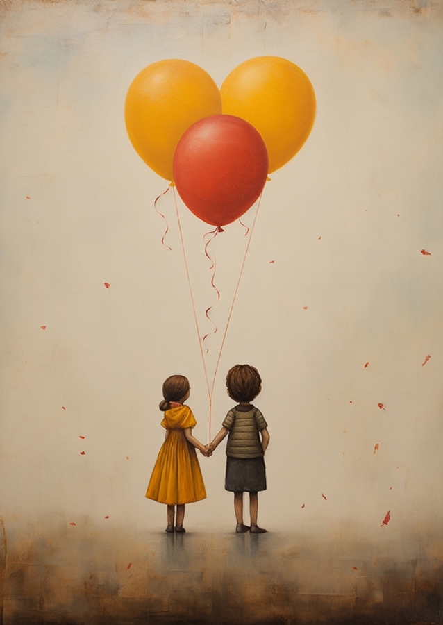 boy and a girl with balloons
